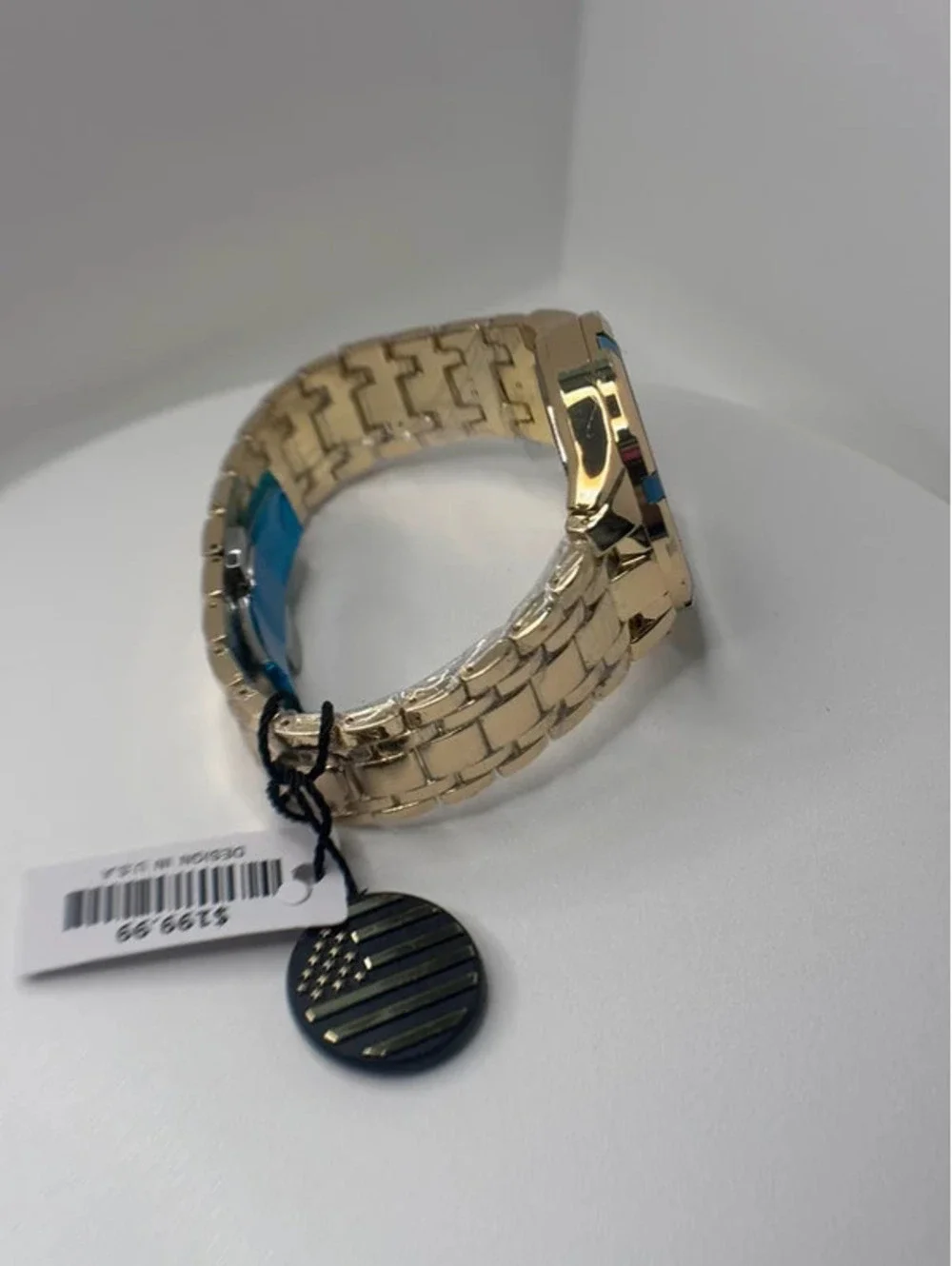 AJ heavy stainless steel, gold tone, blue face Sports Master